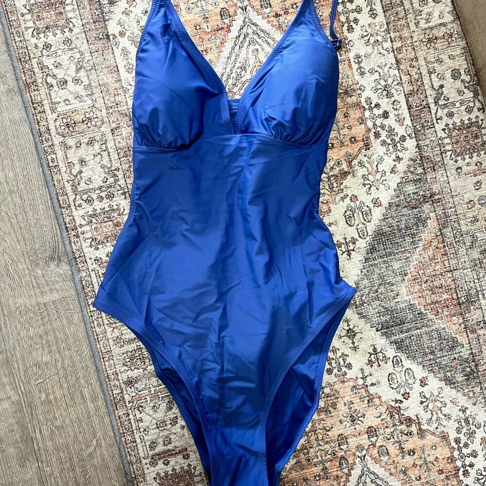 Cupshe Blue One Piece Swimsuit with Plunging V-Neckline (XL)